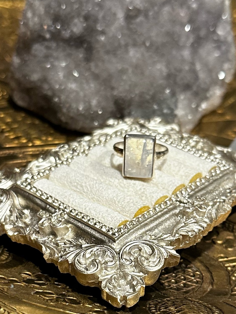 Rainbow Moonstone Ring Sterling Silver S925 Size 8.5 - Picture 6 of 8